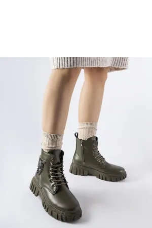 Dark green ankle boots with a pocket