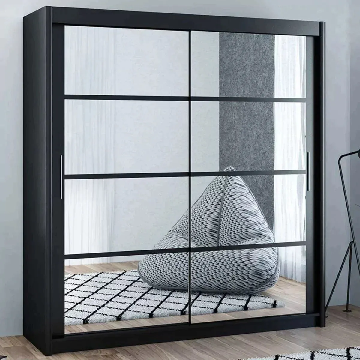 Dexter Sliding Door 203cm Wardrobe - Black, White, Grey