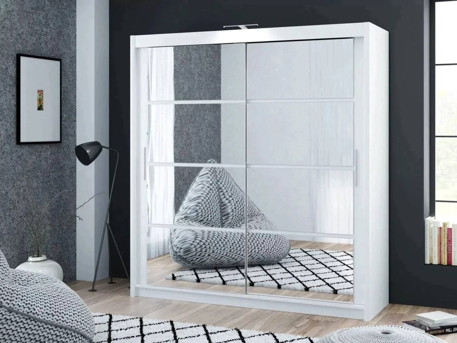 Dexter Sliding Door 203cm Wardrobe - Black, White, Grey