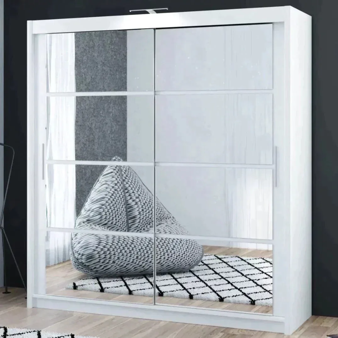 Dexter Sliding Door 203cm Wardrobe - Grey, Black, White