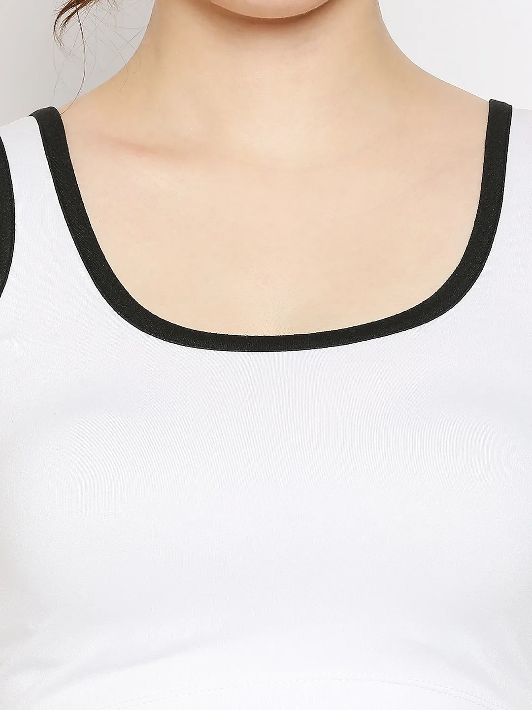 Disrupt Scoop Neck Slim Fit Sleevelees White Top