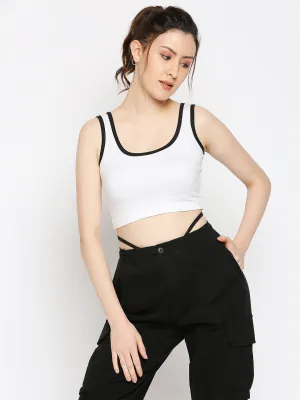 Disrupt Scoop Neck Slim Fit Sleevelees White Top