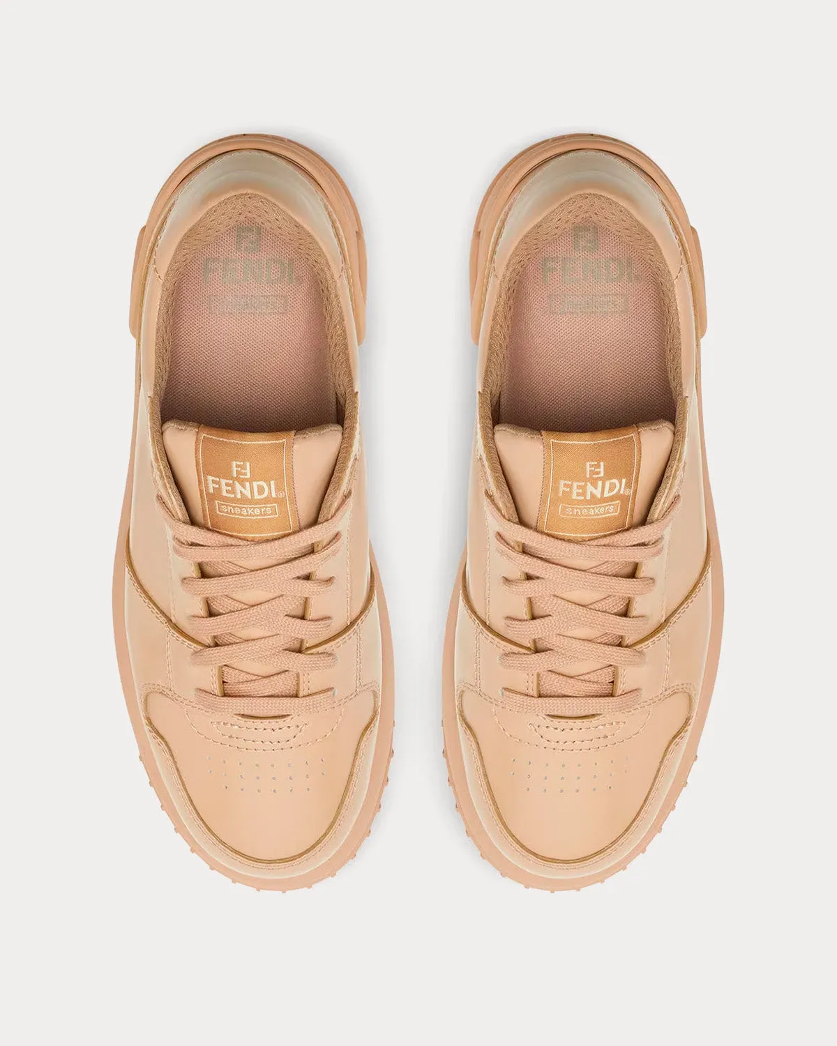 Fashion Show Leather Pink Beige Low Top Sneakers