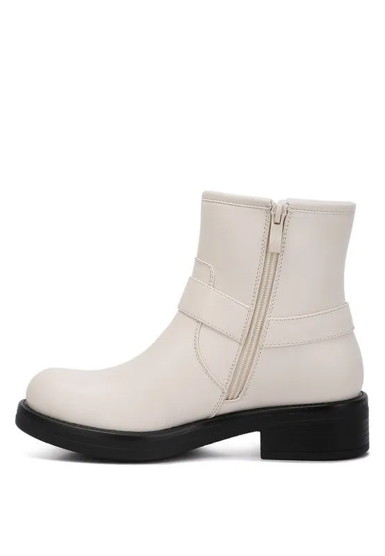 Faux Leather Pin Buckle Boots