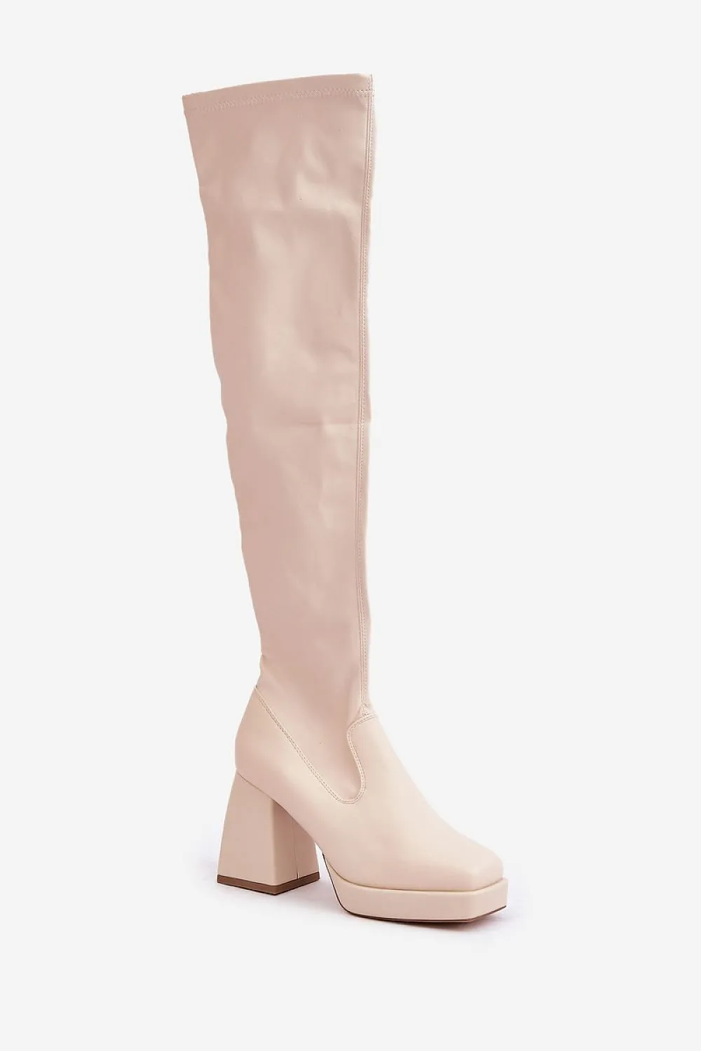 Fitted eco leather knee-high boots