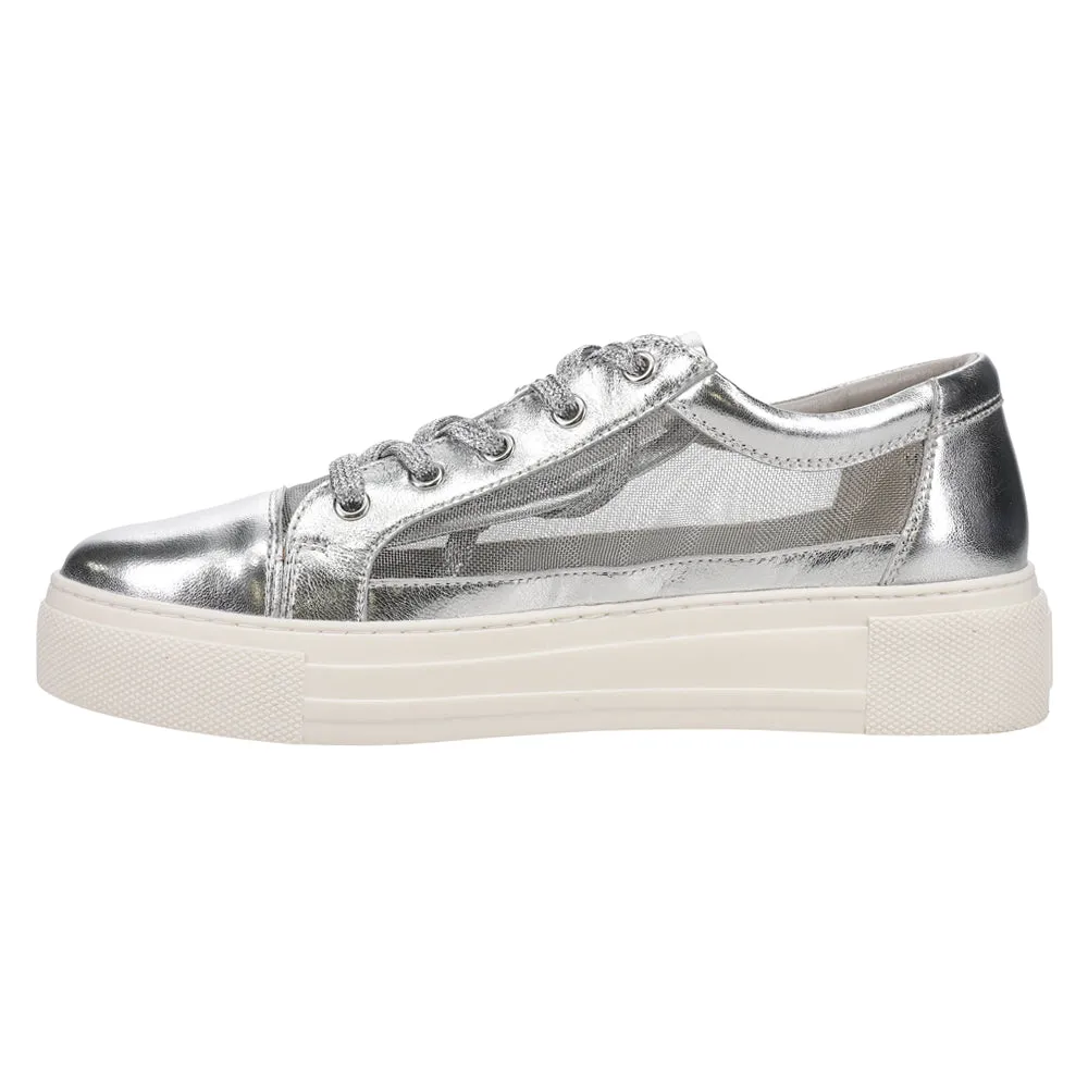 Forever Young Metallic Lace Up Mesh Sneakers