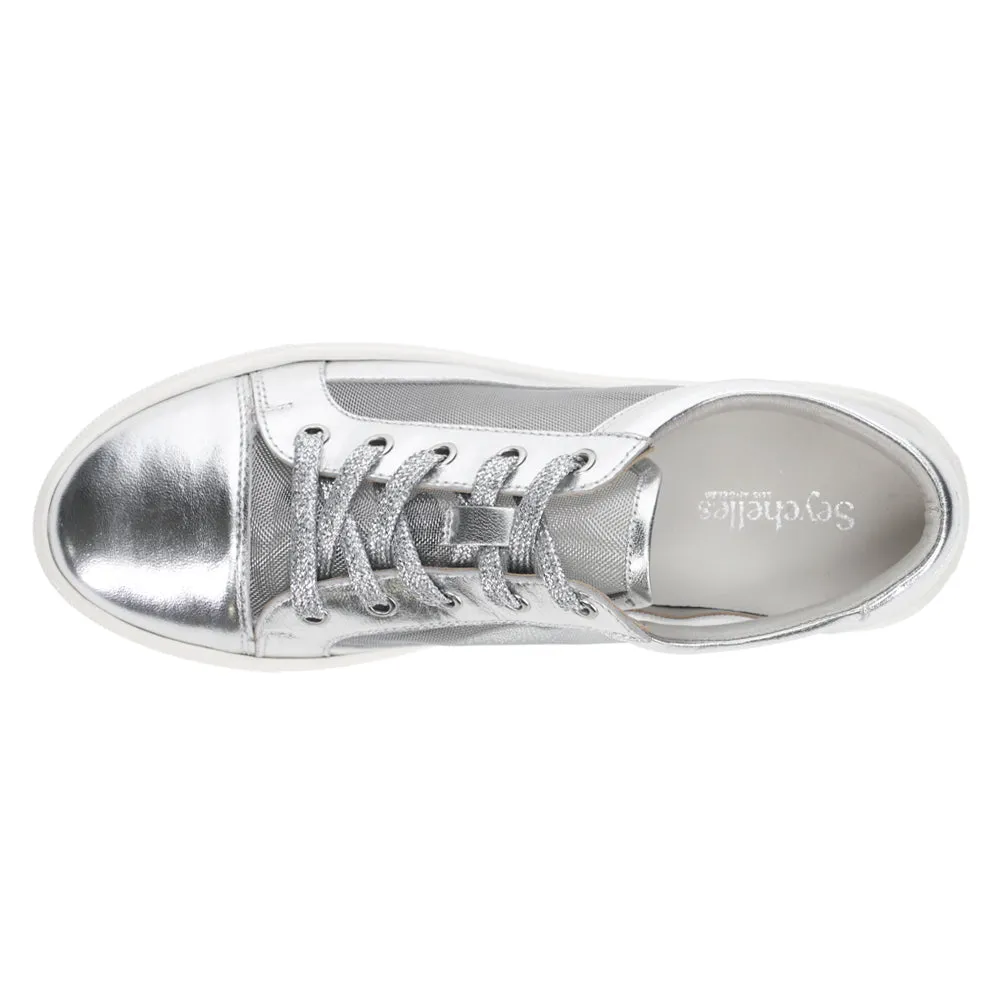 Forever Young Metallic Lace Up Mesh Sneakers