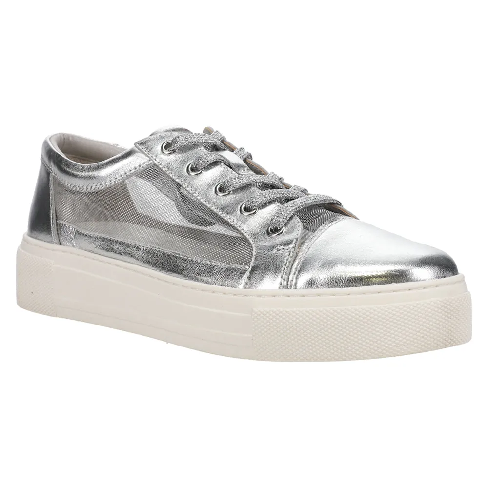 Forever Young Metallic Lace Up Mesh Sneakers