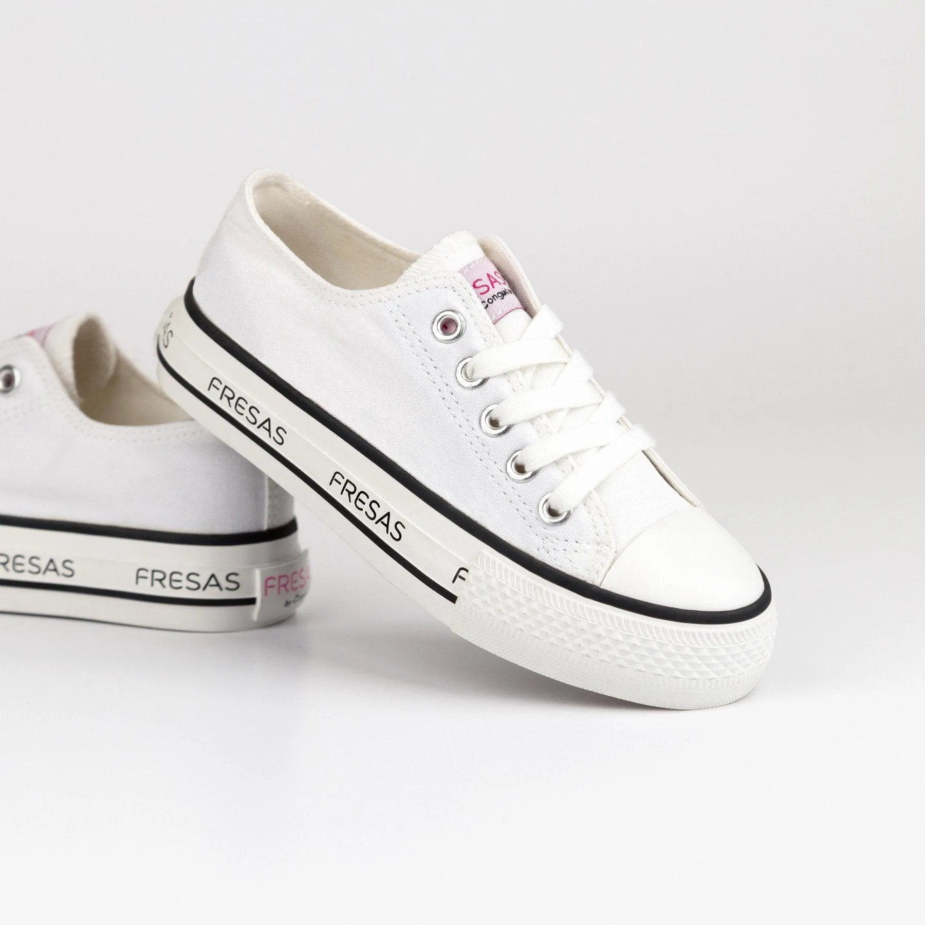 Girl's White Canvas Platform Sneakers