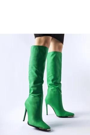 Green high-heeled boots
