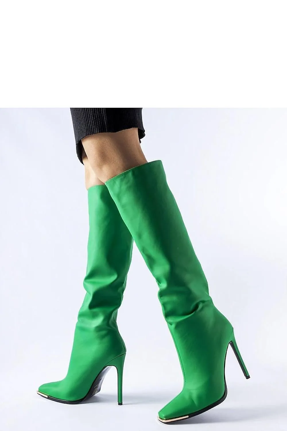 Green high-heeled boots