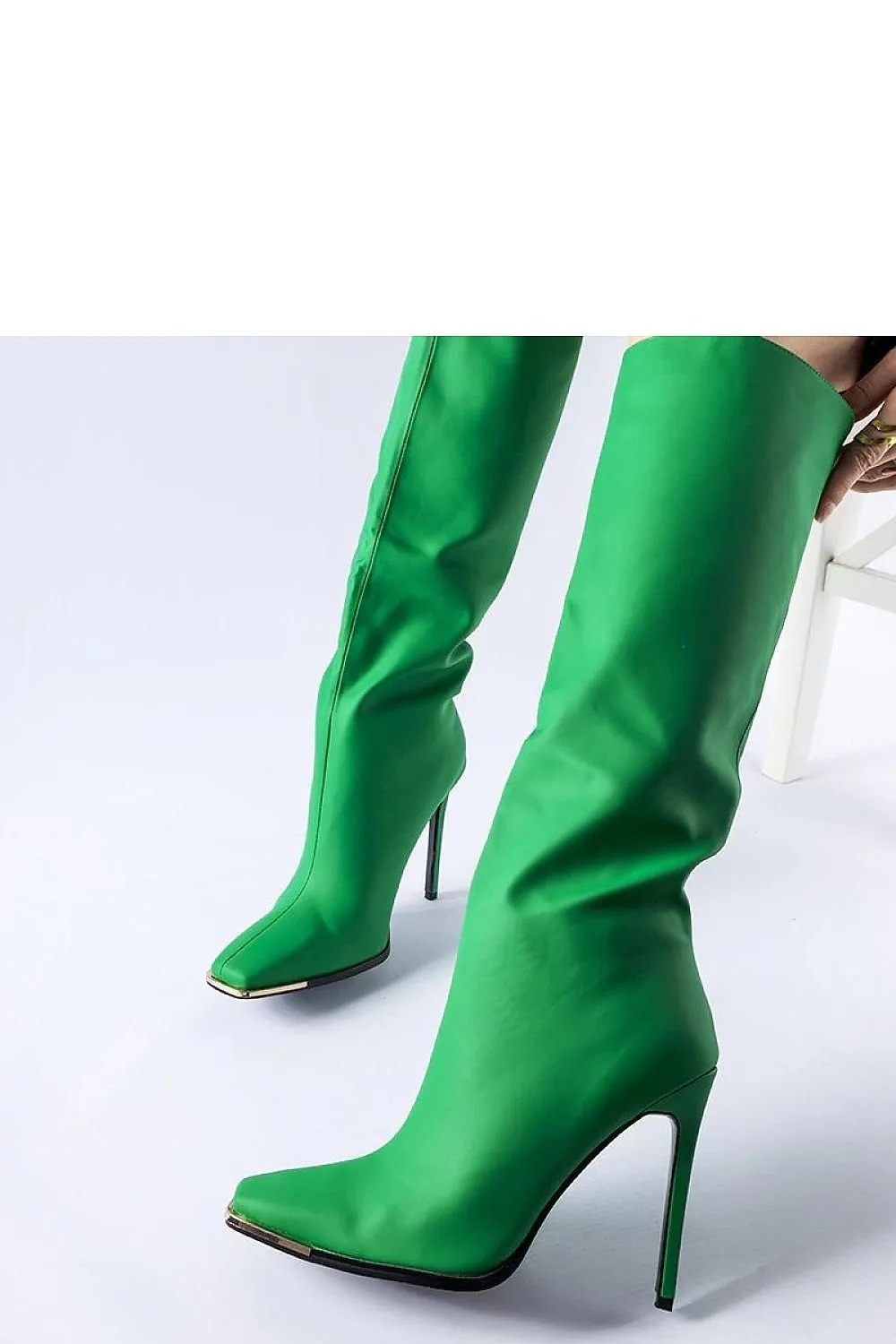 Green high-heeled boots