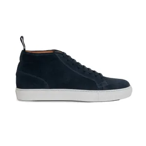 Height Increasing Navy Blue Suede Leather Angus Sneaker Boots
