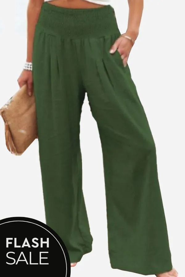 High-Waist Polyester Palazzo Pants