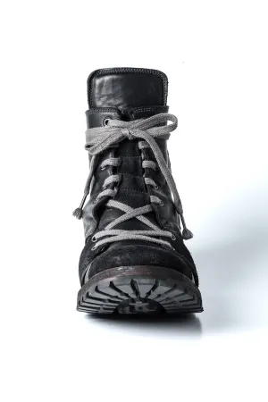 Horse Leather Lace Up Sneaker Boots  Black