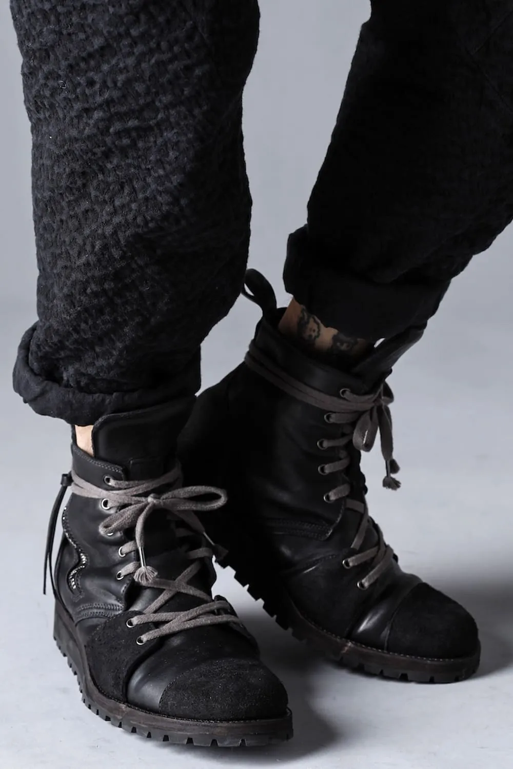 Hose Leather Lace Up Sneaker Boots  Khaki