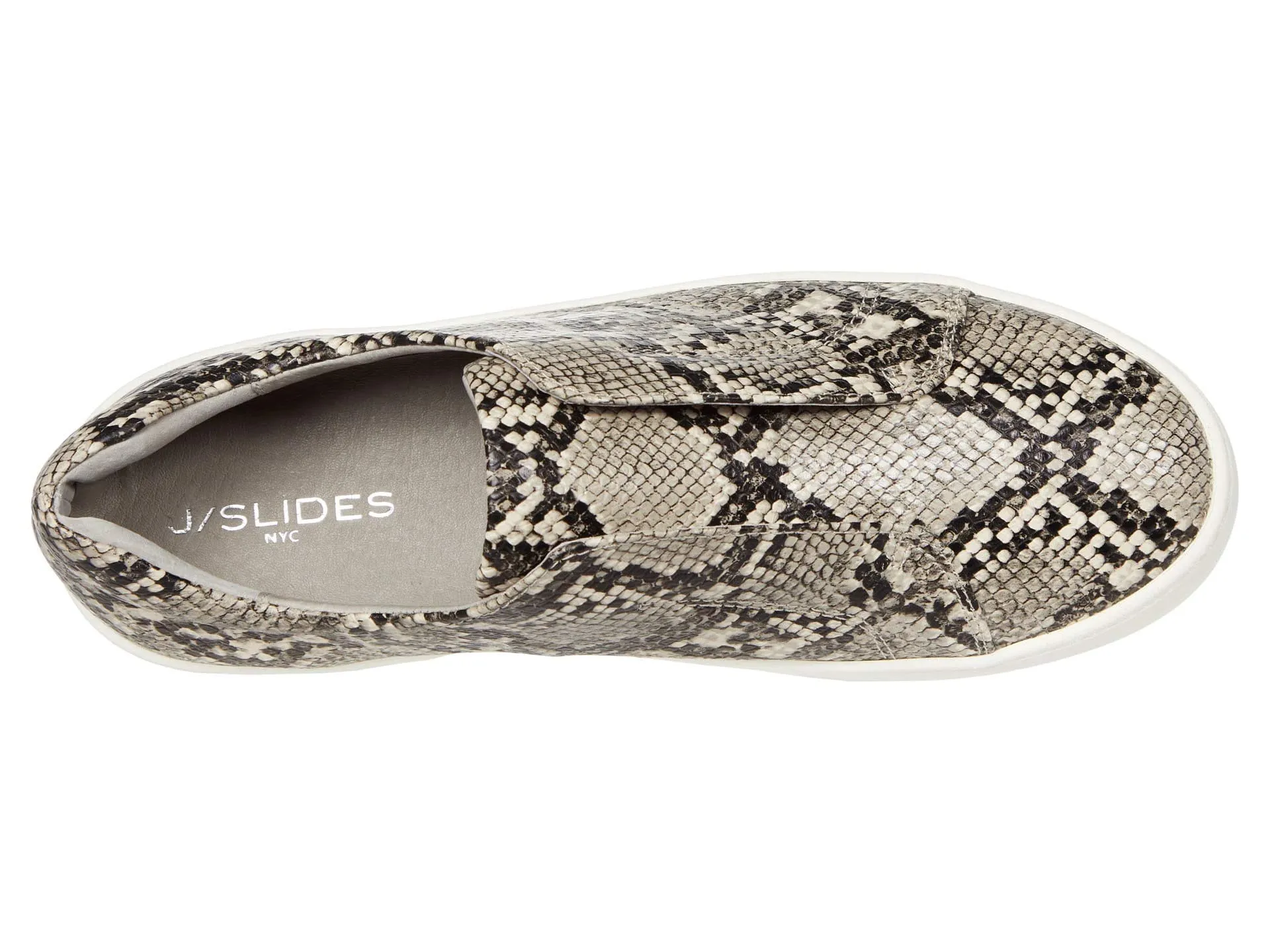 JSlides Women's HEIDI Slip-On Round toe Platform Sneaker BEIGE/BLK EMB