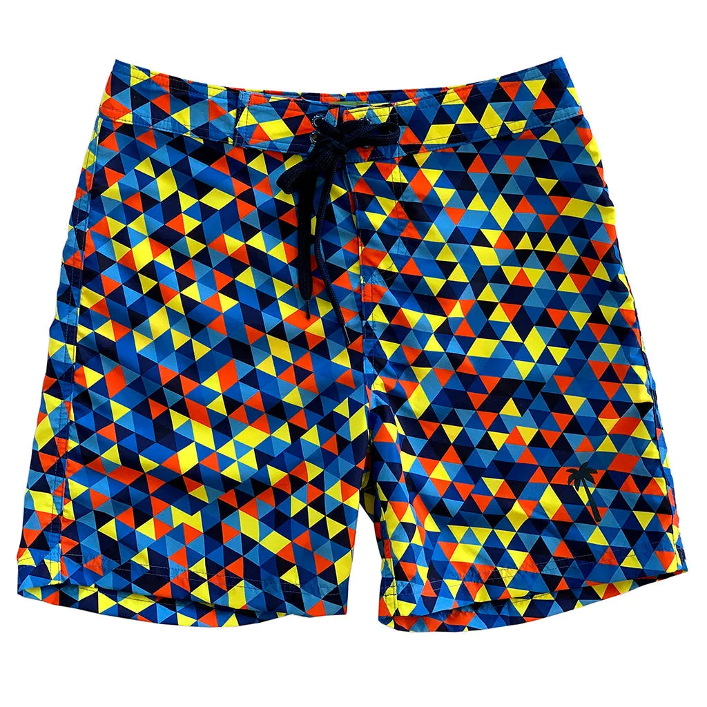 La Palma Eco-Beachwear Surf Geometric Blue 17" Boardshorts