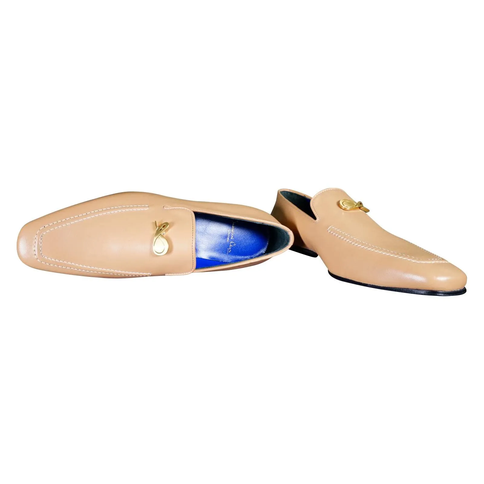 Latte With Yellow Gold Hardware Leather Loafers
