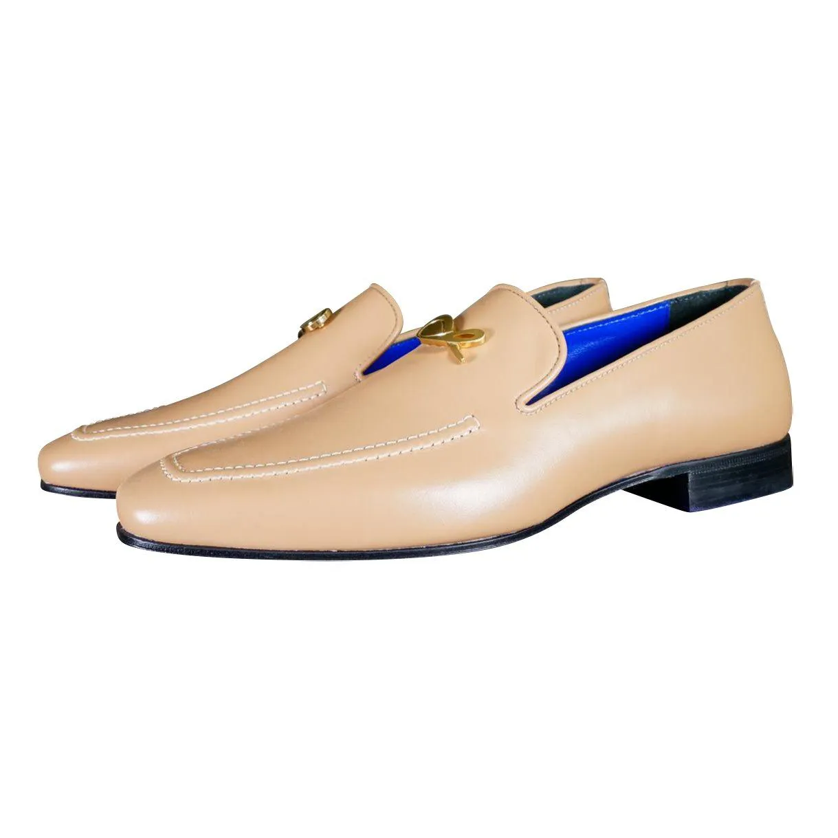 Latte With Yellow Gold Hardware Leather Loafers