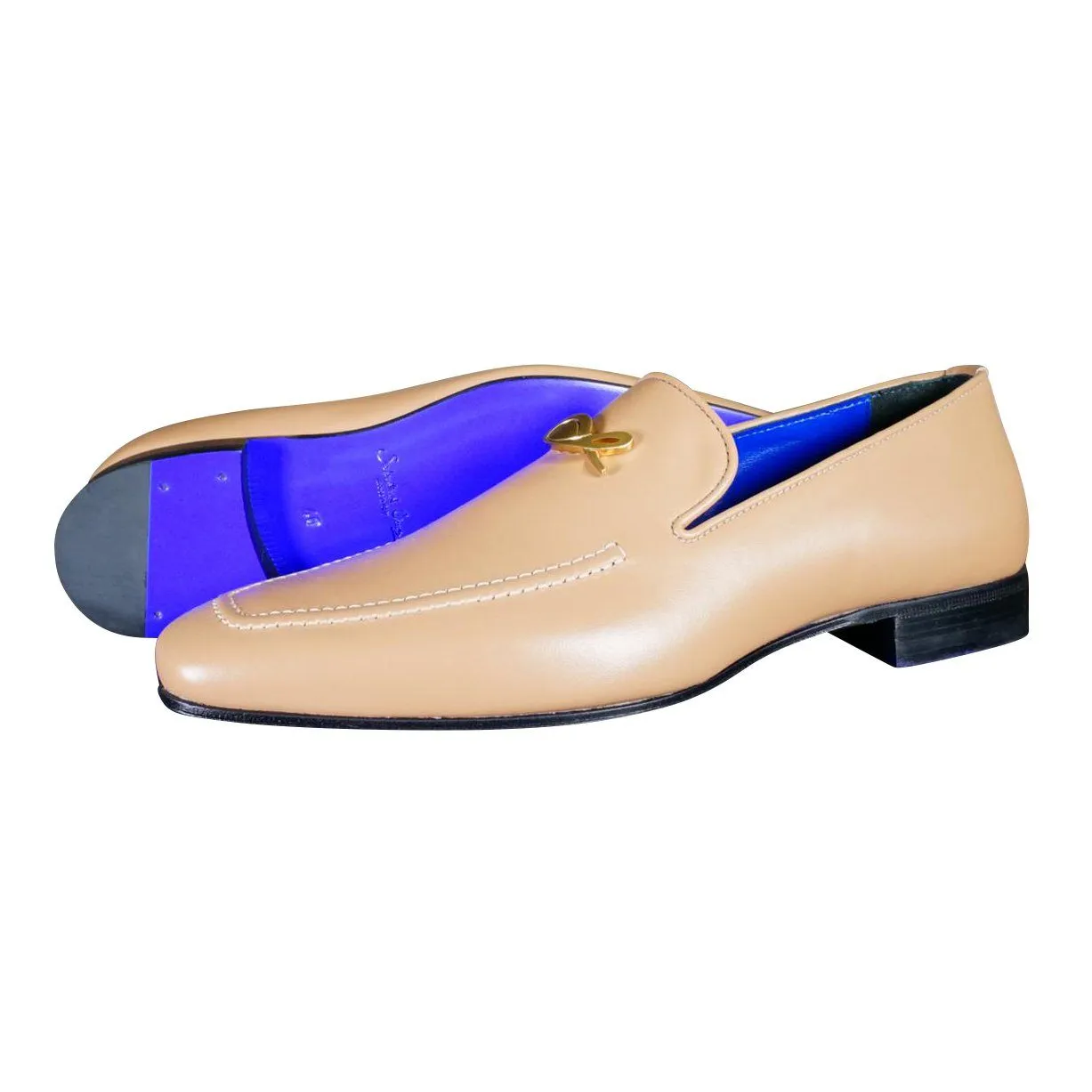 Latte With Yellow Gold Hardware Leather Loafers