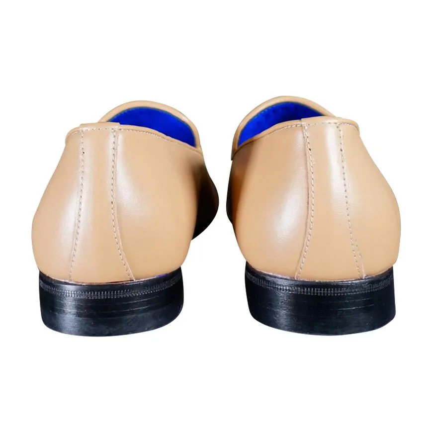 Latte With Yellow Gold Hardware Leather Loafers