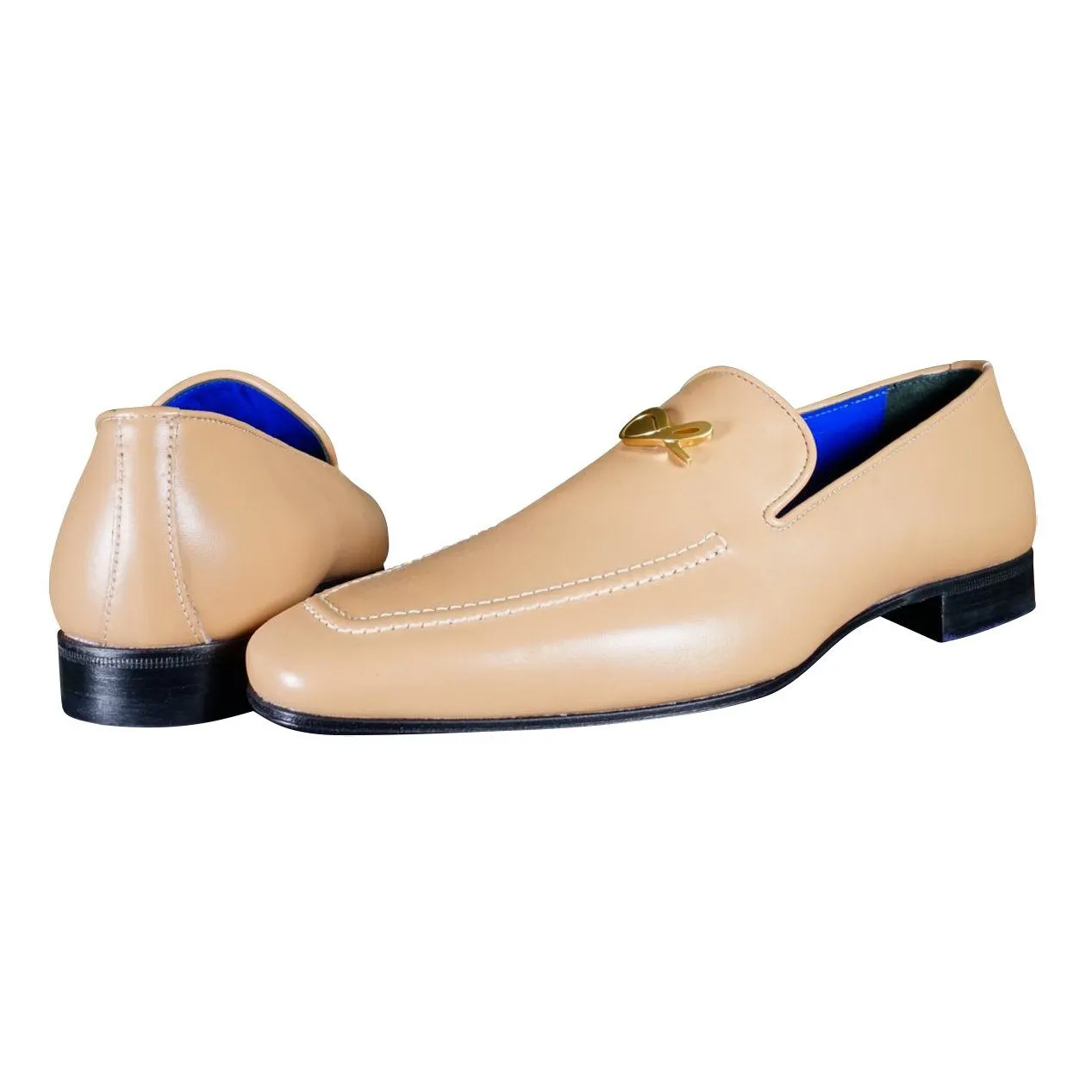 Latte With Yellow Gold Hardware Leather Loafers
