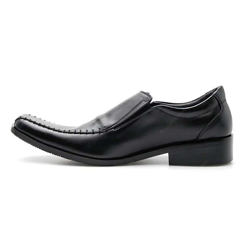 Leather Shoes City Oxford Executive Flat Thread Black