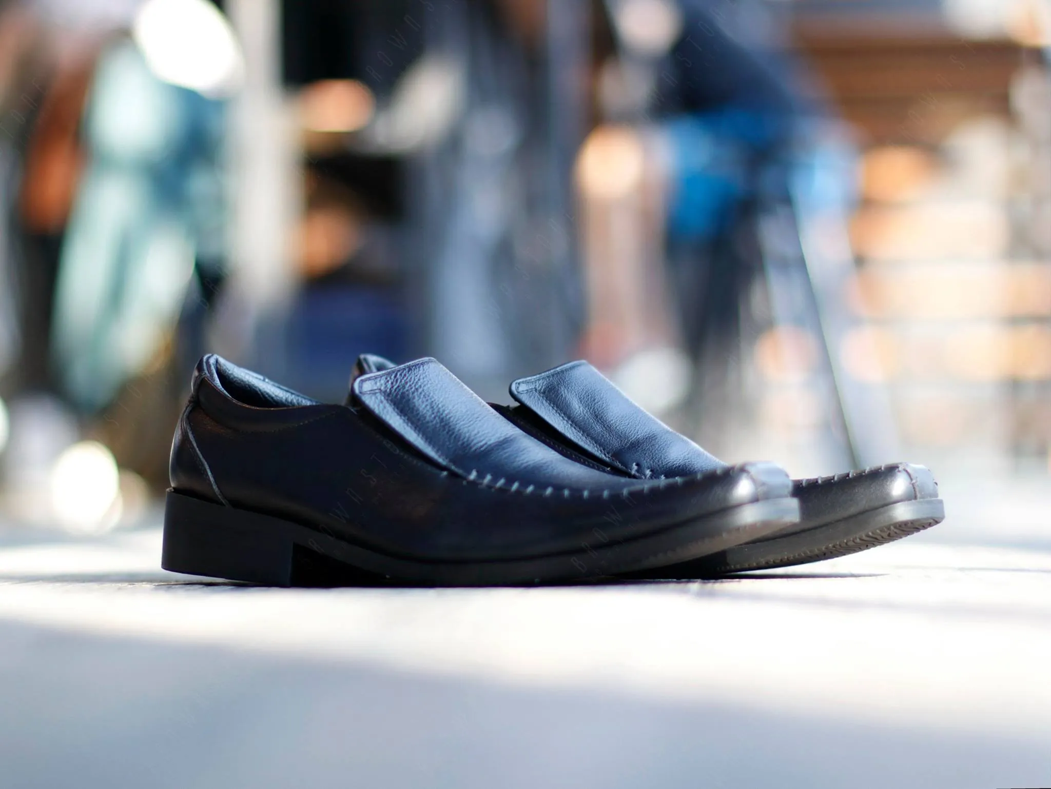Leather Shoes City Oxford Executive Flat Thread Black