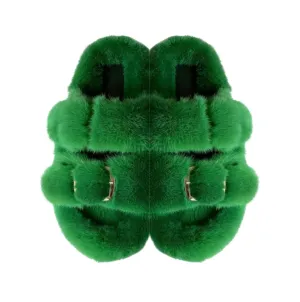 Luxe Mink Slide Sandals - Green
