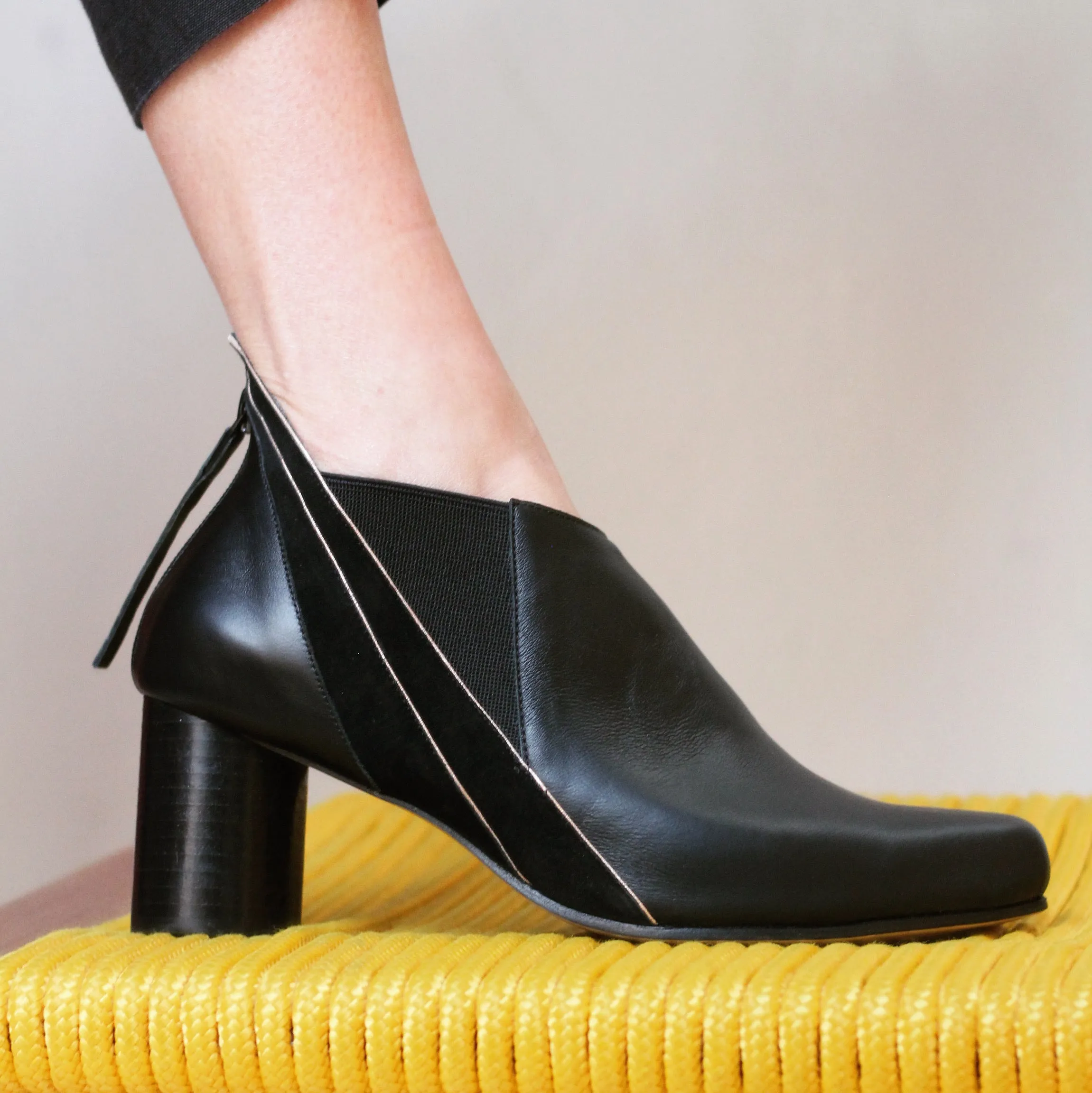 Manu Black Heel Ankle Boots