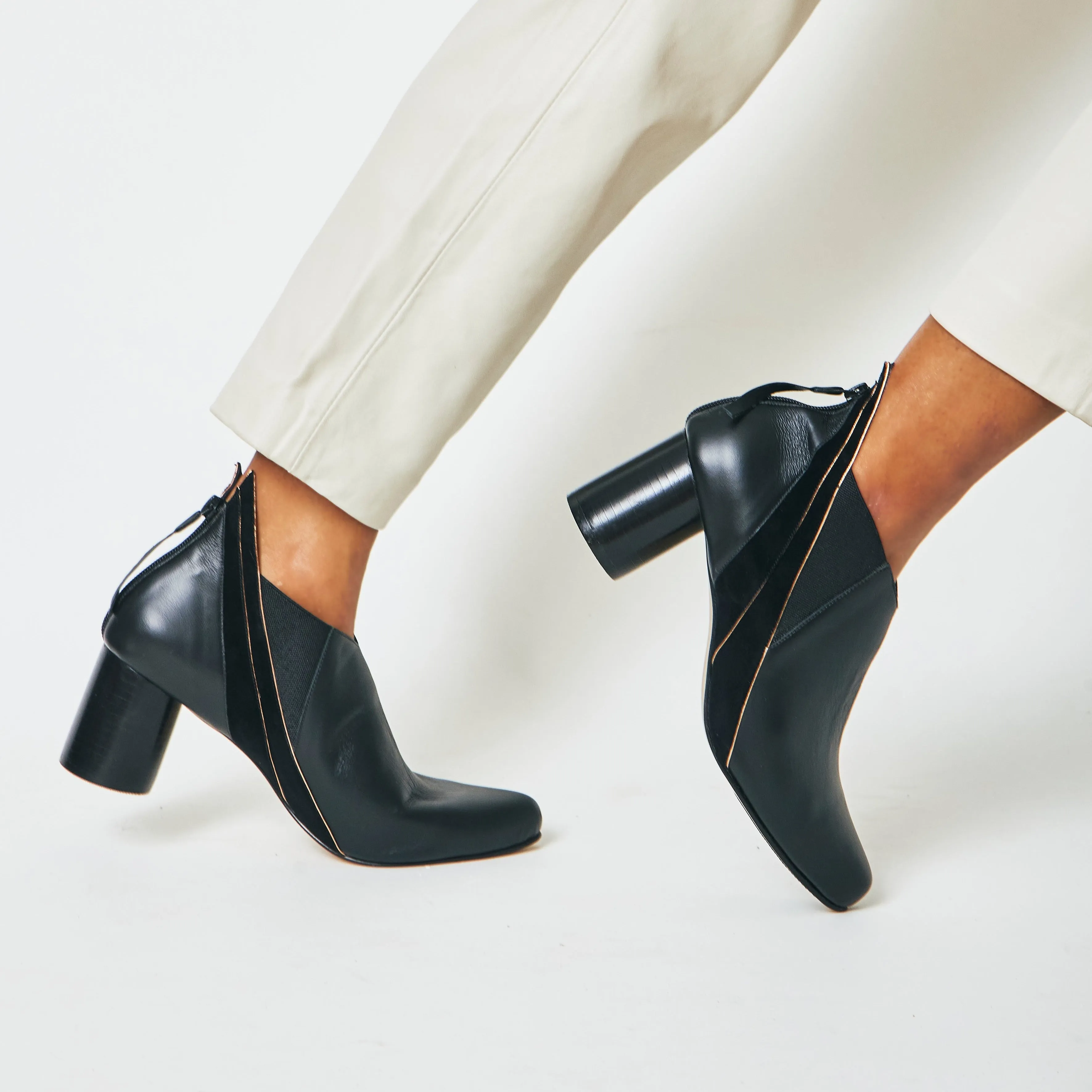 Manu Black Heel Ankle Boots