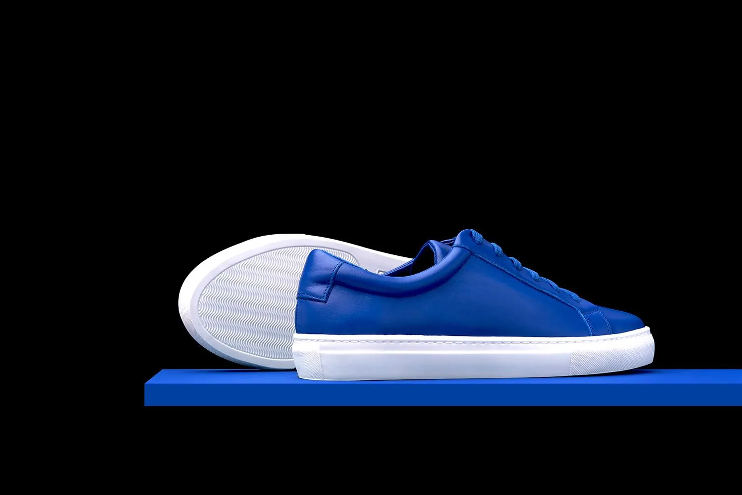 Mens Blue Leather Sneakers