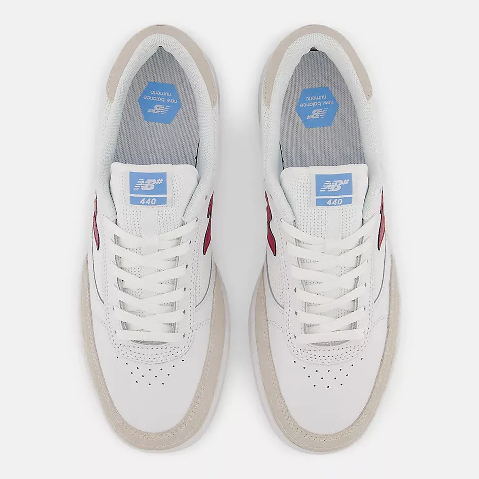 NEW BALANCE 440 WHITE WITH BURGUNDY 8.5