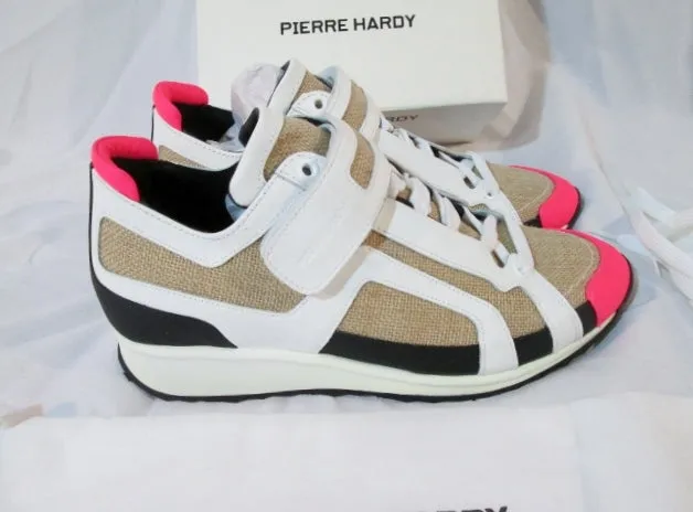NEW PIERRE HARDY JUTA/GUM CALF Sneaker TRAINER Shoe 35 5.5 NATURAL WHITE