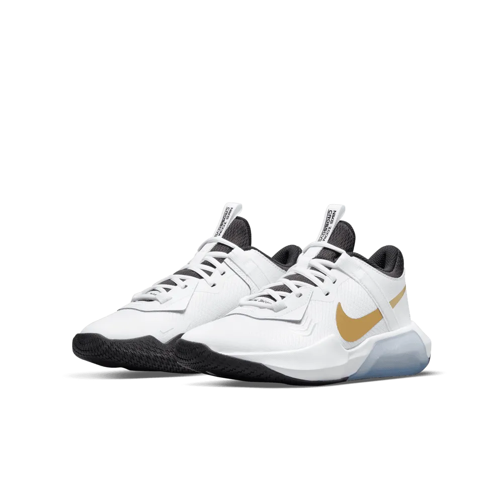 Nike Air Zoom Crossover Older Kids' Basketball Shoes 'White/Black/Gold'