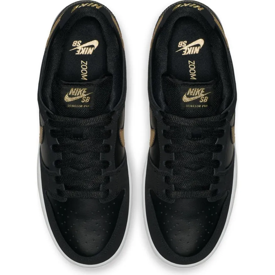 Nike SB Dunk Low Pro Skate Shoe - Black/Metallic Gold - White