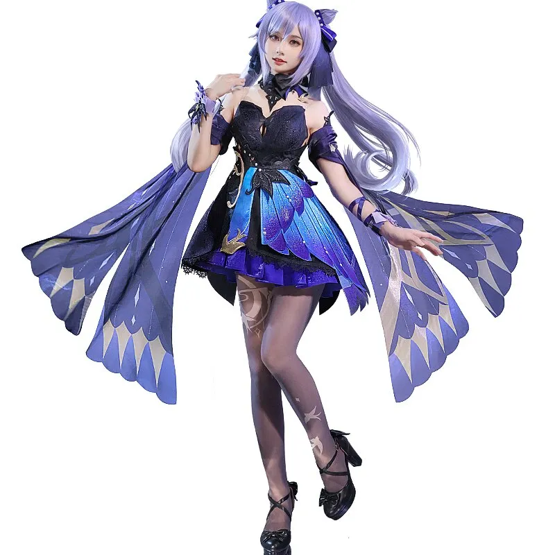 【partical size ready for ship】okiDoki-SR Game Genshin Impact Keqing Cosplay Costume / Shoes Opulent Splendor Ke Qing