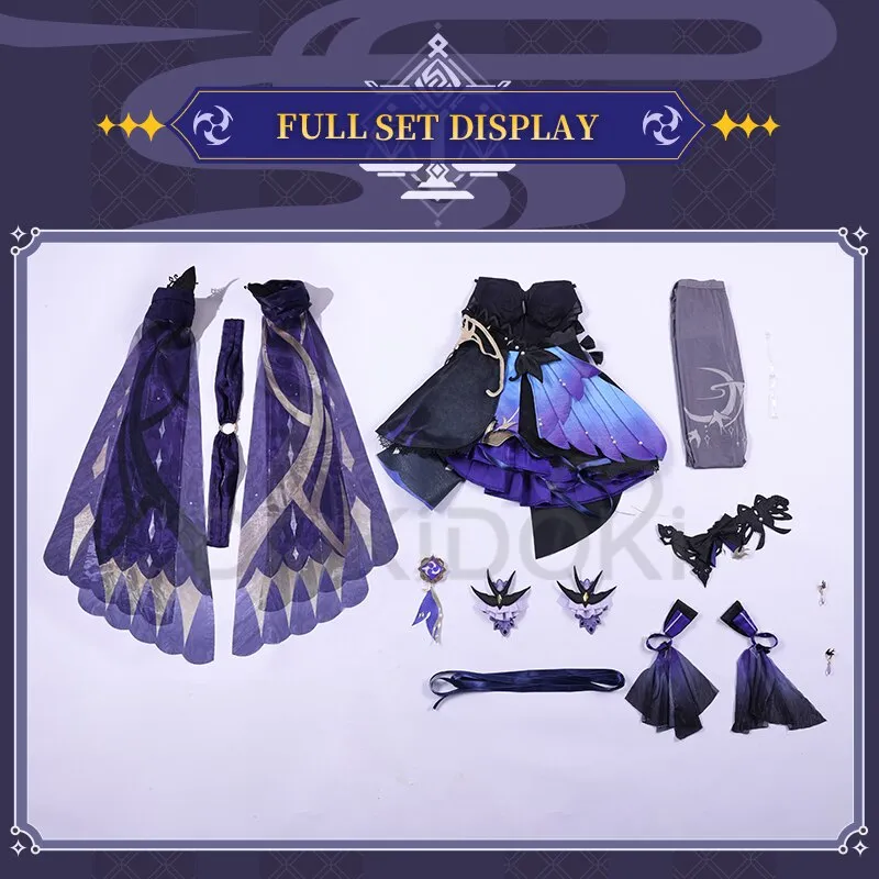 【partical size ready for ship】okiDoki-SR Game Genshin Impact Keqing Cosplay Costume / Shoes Opulent Splendor Ke Qing