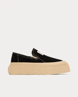 Platform Suede Black Slip On Sneakers