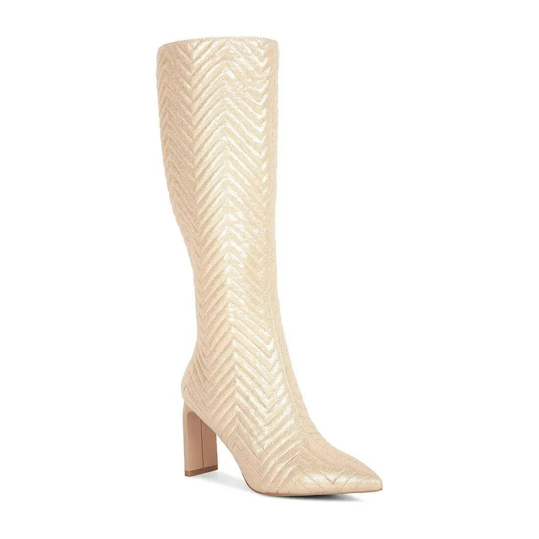 Prinkles Quilted Italian Block Heel Calf Boots