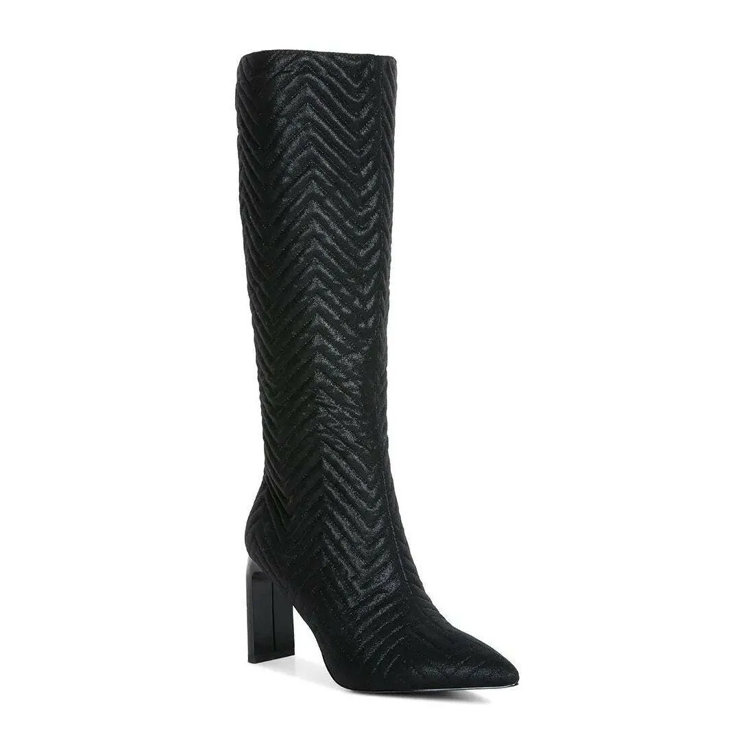 Prinkles Quilted Italian Block Heel Calf Boots