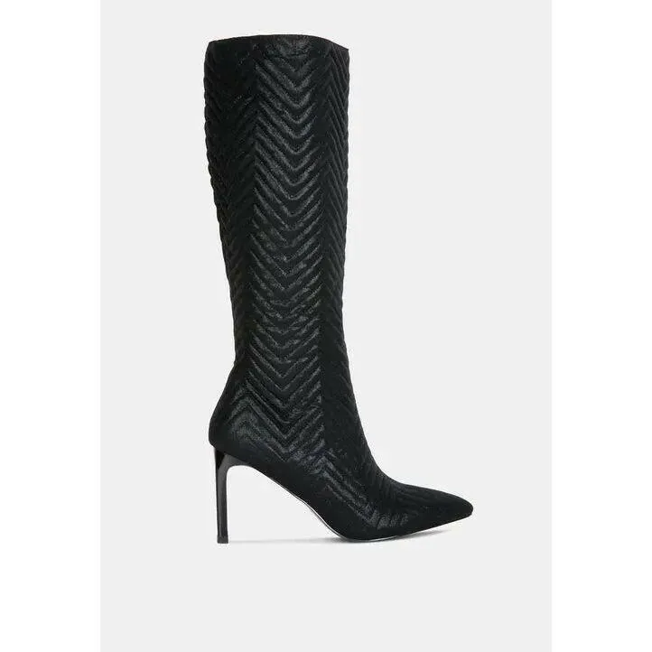 Prinkles Quilted Italian Block Heel Calf Boots