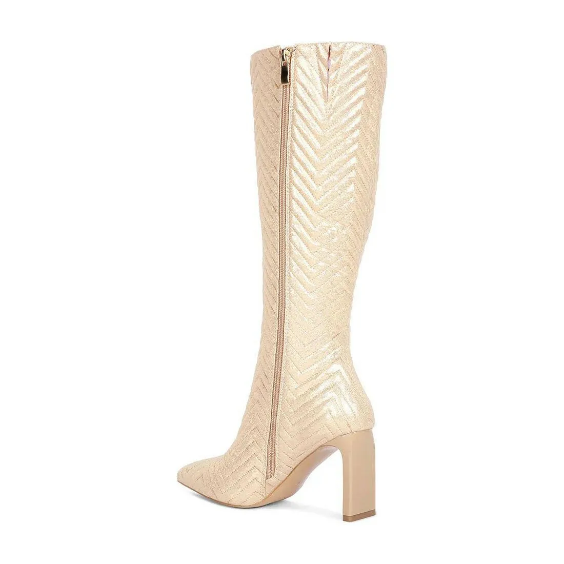 Prinkles Quilted Italian Block Heel Calf Boots