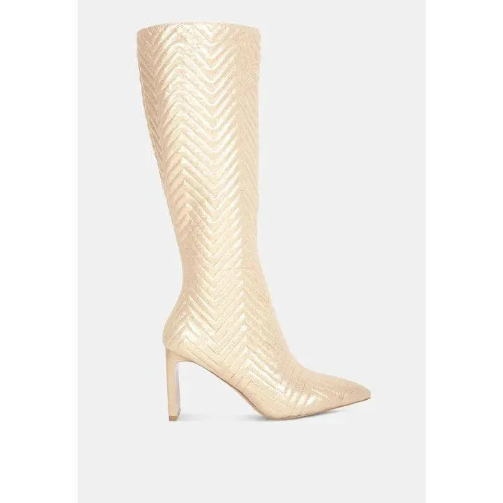 Prinkles Quilted Italian Block Heel Calf Boots
