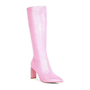 Prinkles Quilted Italian Block Heel Calf Boots