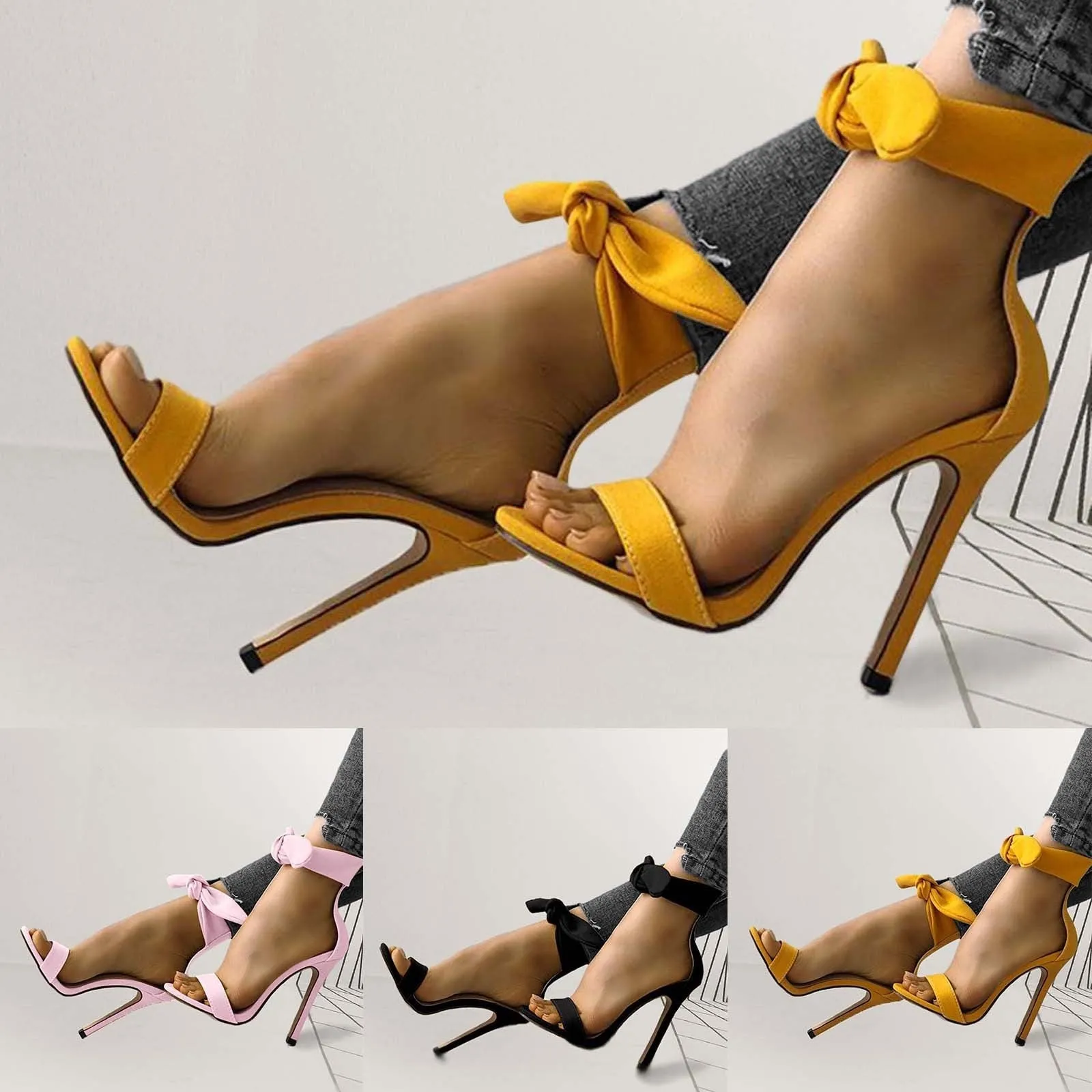 "Tatum" Lace Up Bow High Heel