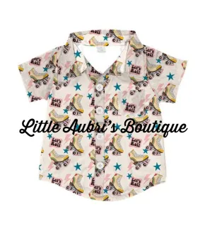 Retro Roller Skate Button Down