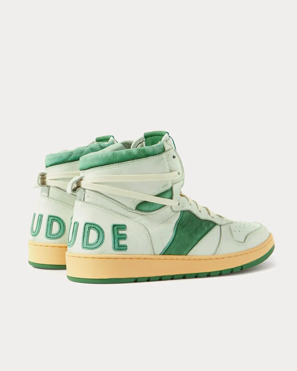 Rhecess Distressed Leather Green High Top Sneakers