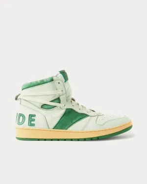 Rhecess Distressed Leather Green High Top Sneakers
